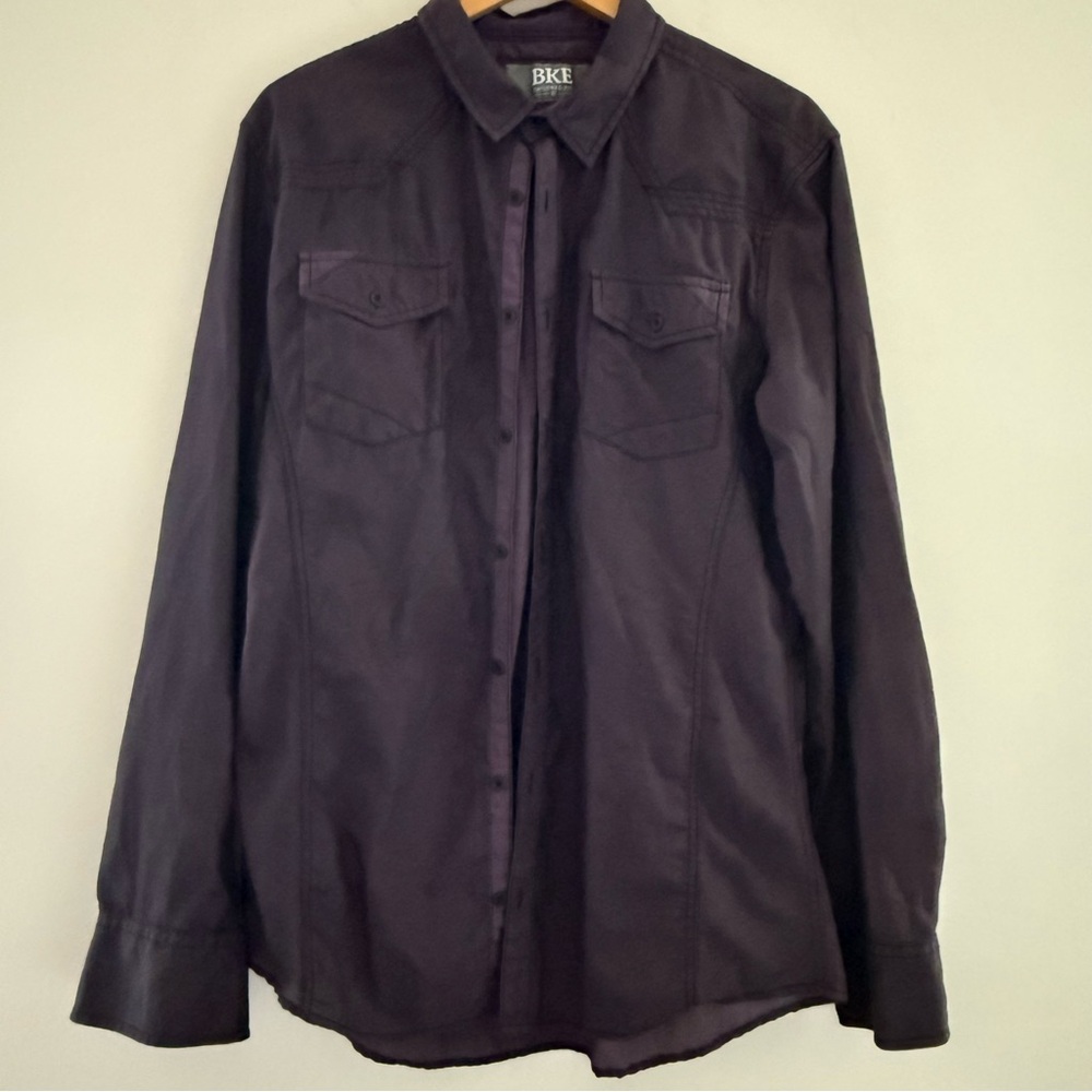 BKE Deep Purple Long Sleeve Button Up Tailored Fit Size XL EUC
